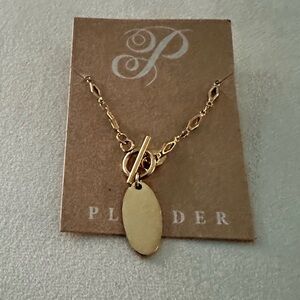 Plunder Gold Toggle Pendant Necklace Minimalist Oval Charm NEW
